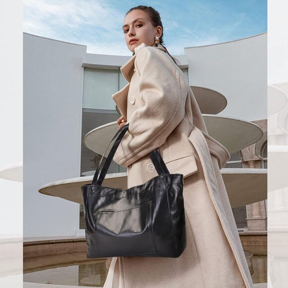 Large Shoulder Tote Women PU Leather Spacious Travel Work Hobo Bag - Picture 2 of 9